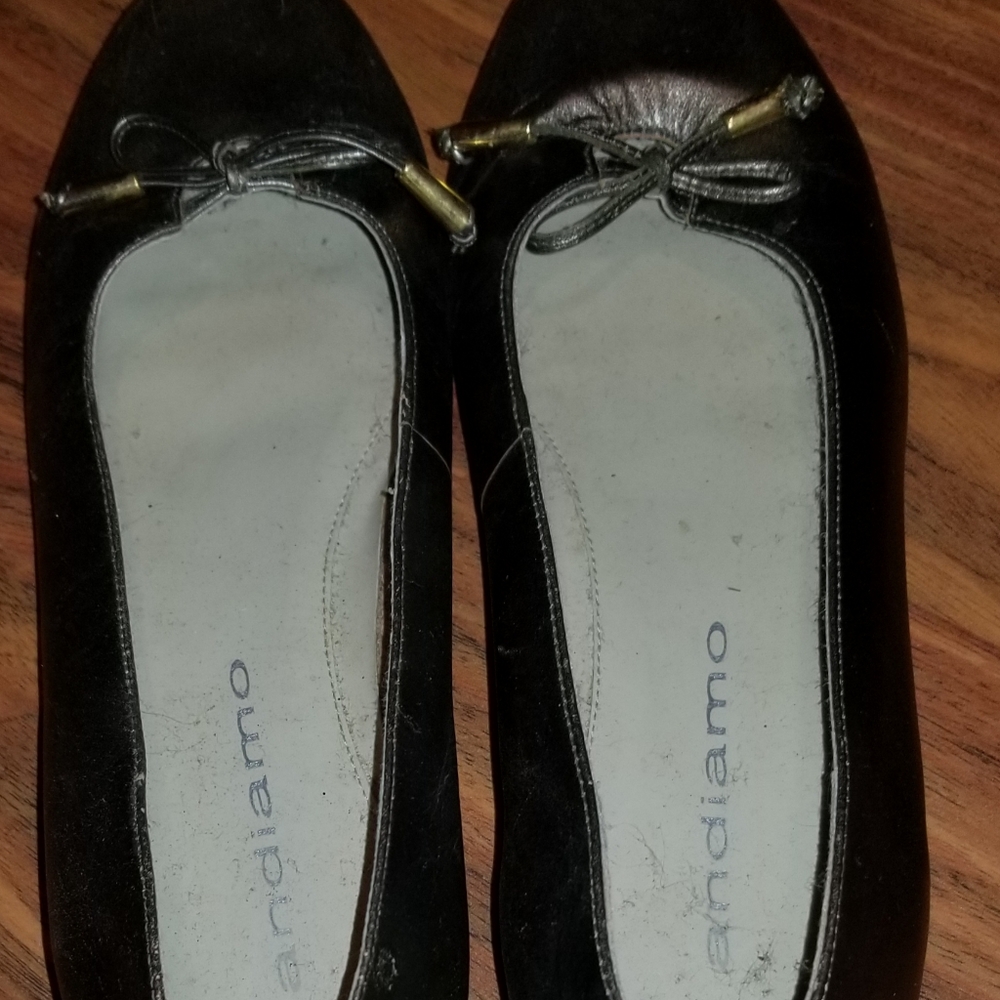 andiamo Leather Uppers   , Gold Flats
